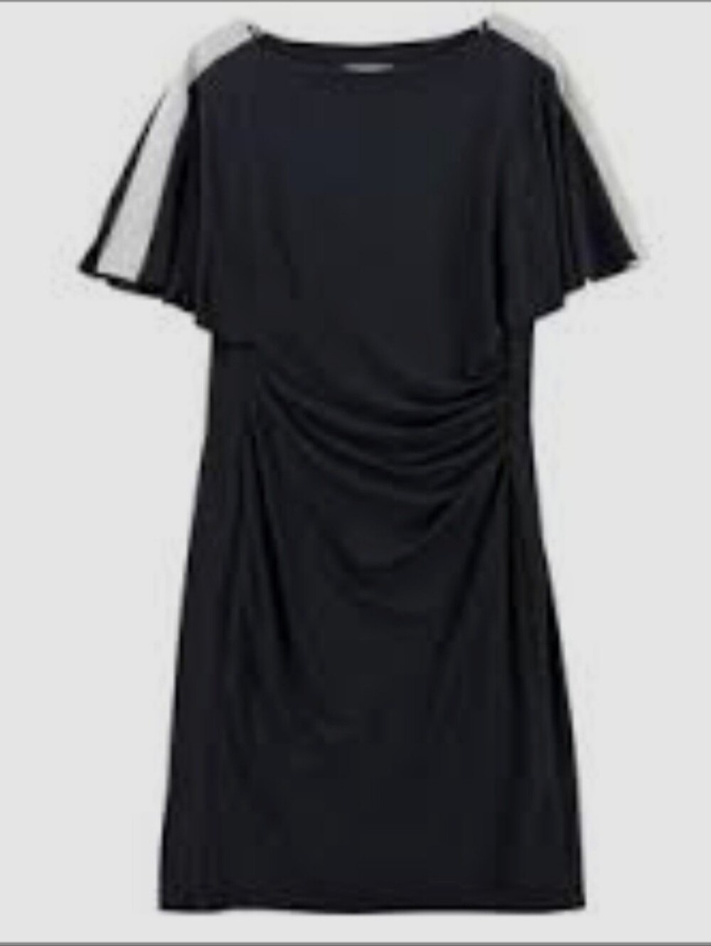 Lauren Ralph Lauren Black Short-Sleeve Midi Dress with Ruched Waist Size 12